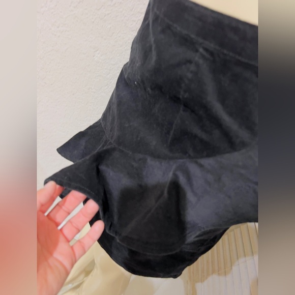 BP. Womens Black Regular Fit Velvet Ruffle Back Zip Short Mini Skirt Size S - Picture 3 of 7